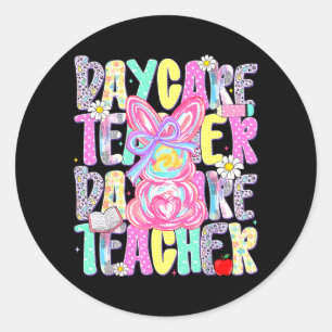 Easter Daycare Teacher Cute Colorful Spring Shirt Classic Round Sticker