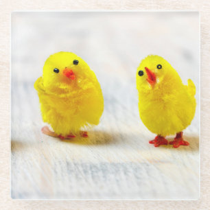 Easter Decoration - chicks in a row Glass Coaster