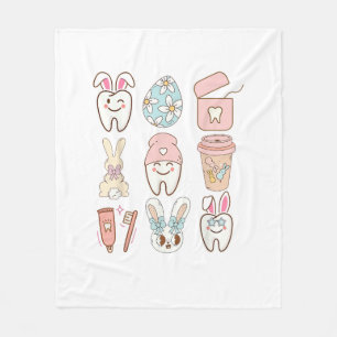 Easter Dental Assistant Tooth Bunny Dentist T-Shir Fleece Blanket