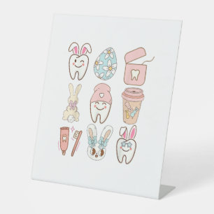 Easter Dental Assistant Tooth Bunny Dentist T-Shir Pedestal Sign