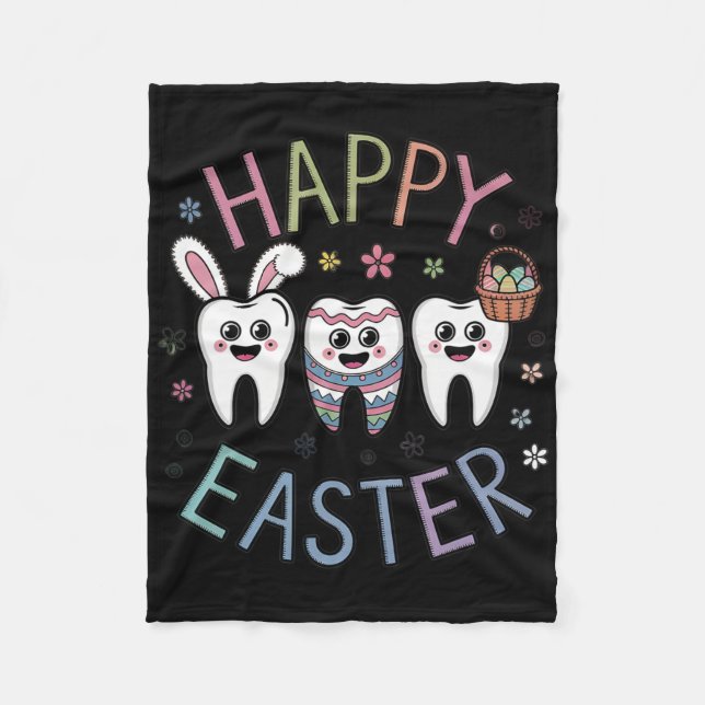 Easter Dentist Tooth Cute Teeth Dental Istant Wome Fleece Blanket (Front)