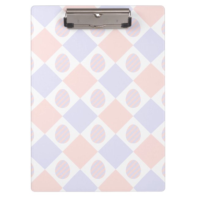 Easter Diamond Pattern with Decorated Eggs Clipboard (Front)