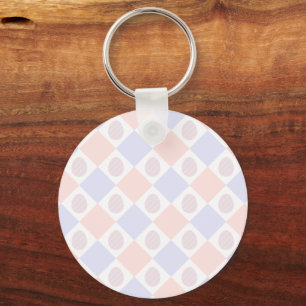Easter Diamond Pattern with Decorated Eggs Key Ring