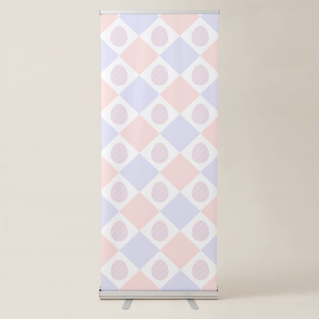 Easter Diamond Pattern with Decorated Eggs Retractable Banner (Front)