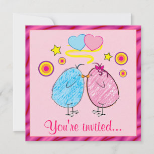 Easter Dinner Invitation with Cartoon Chicks