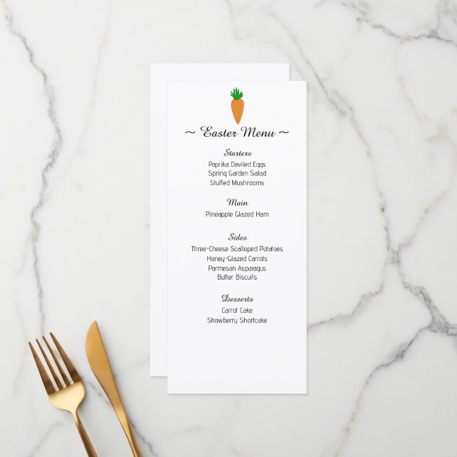 Easter Dinner Menu Cards (Front/Back In Situ)