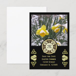 Easter Dinner Trinity Knot W Photo & Monogram Invitation
