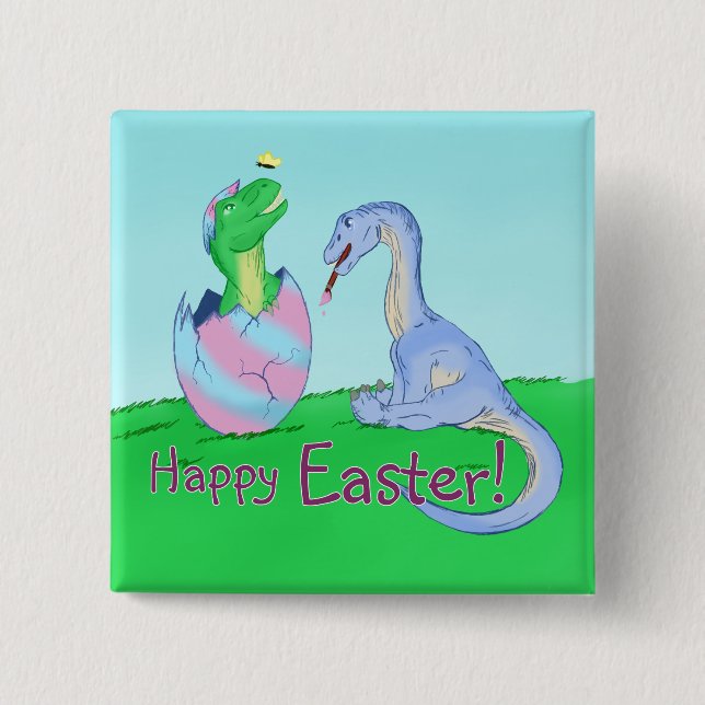 Easter Dinos 15 Cm Square Badge (Front)