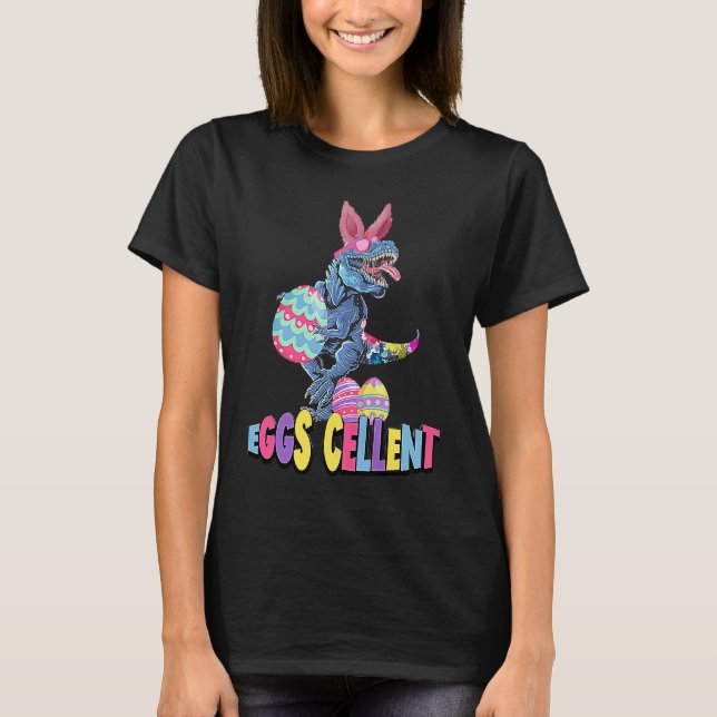 Easter Dinosaur Bunny rex Boys Girls Kids Eggs Cel T-Shirt (Front)