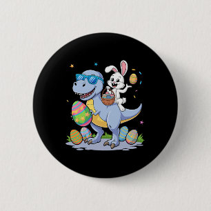 Easter Dinosaur T-rex And Bunny Holding Colourful 6 Cm Round Badge