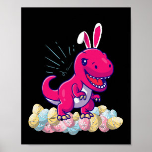 Easter Dinosaur T rex Boys Girls Kids Gift Poster