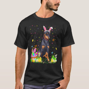 Easter Doberman Dog Bunny Egg Hunting Doberman Eas T-Shirt