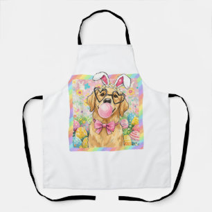 Easter Dog Bunny Ear Funny Golden Retriever Easter Apron