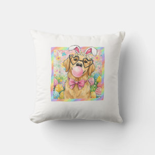 Easter Dog Bunny Ear Funny Golden Retriever Easter Cushion