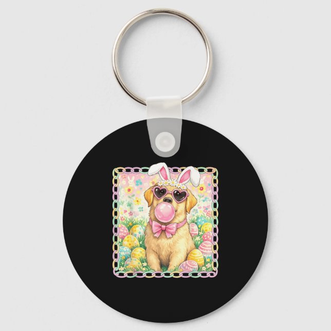 Easter Dog Bunny Ears Funny Labrador Easter Bunny  Key Ring (Front)