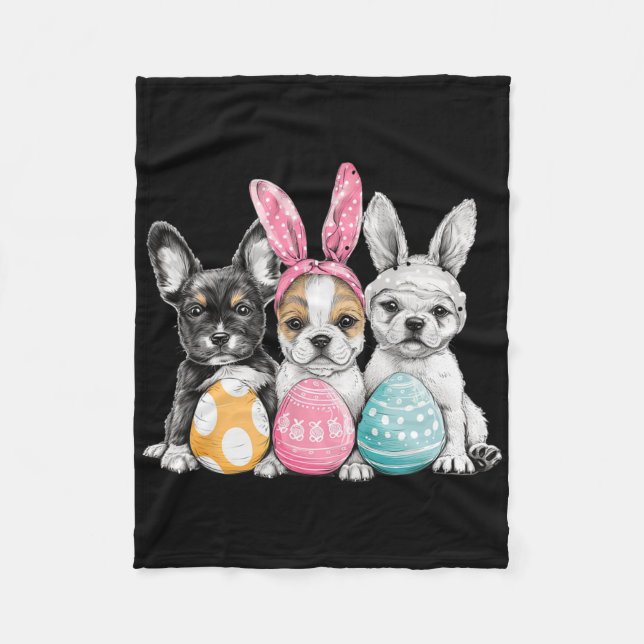 Easter Dog Easter Dog Bunny Ears Easter Egg  Fleece Blanket (Front)