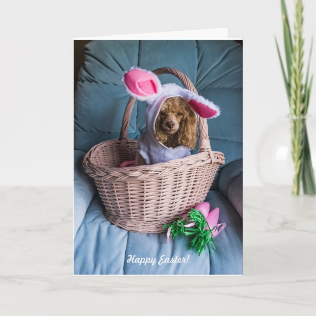 Easter Dog in a Basket Holiday Card (Front)