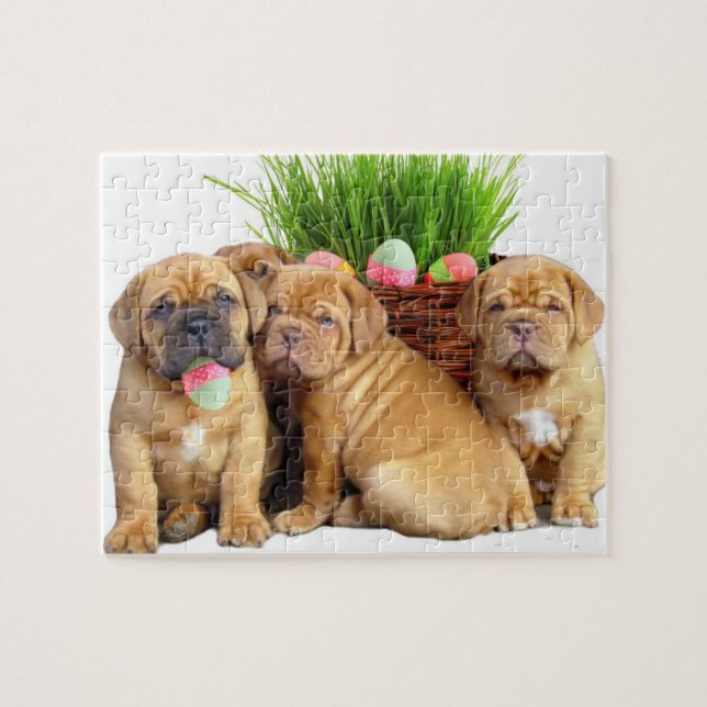 Easter Dogue de Bordeaux pups Jigsaw Puzzle (Horizontal)