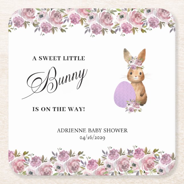Easter Drinks Baby Shower  Square Paper Coaster (Front)