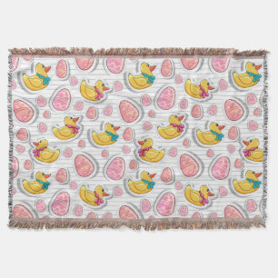 Easter Duck And Eggs Pattern Throw Blanket
