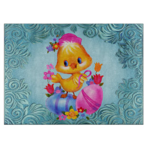 Easter Duck glass cutting board