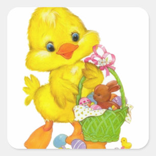 Easter Duckling Square Sticker