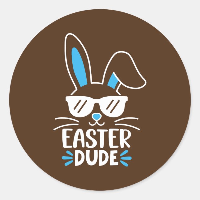 Easter Dude Bunny Sunglasses Easter Day For Boy Classic Round Sticker (Front)