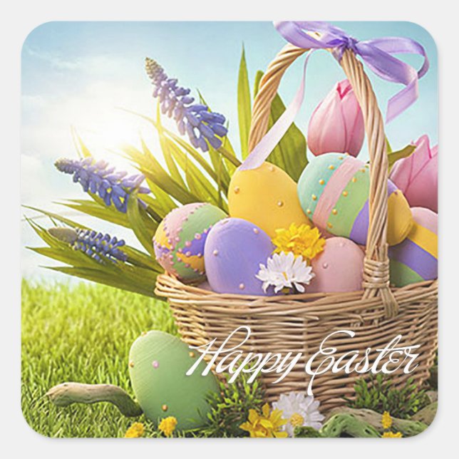 Easter - "Easter Basket" Square Sticker (Front)