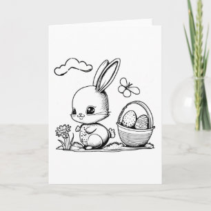 Easter Easter Bunny Colouring And Painting Yoursel Card