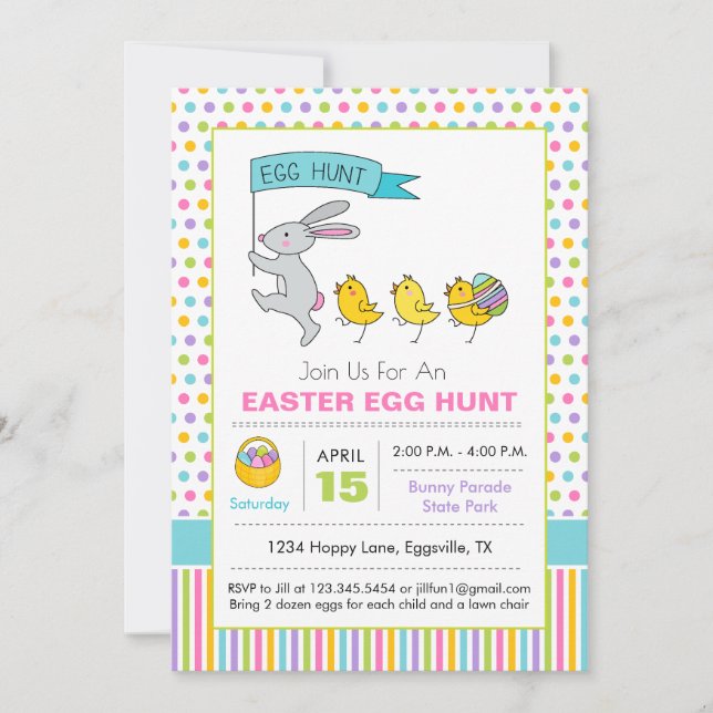 Easter Easter Egg Hunt Invitation Bunny Parade (Front)