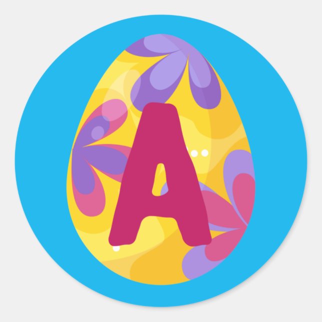 Easter Egg Alphabet Letter A Name Initial Team Classic Round Sticker (Front)