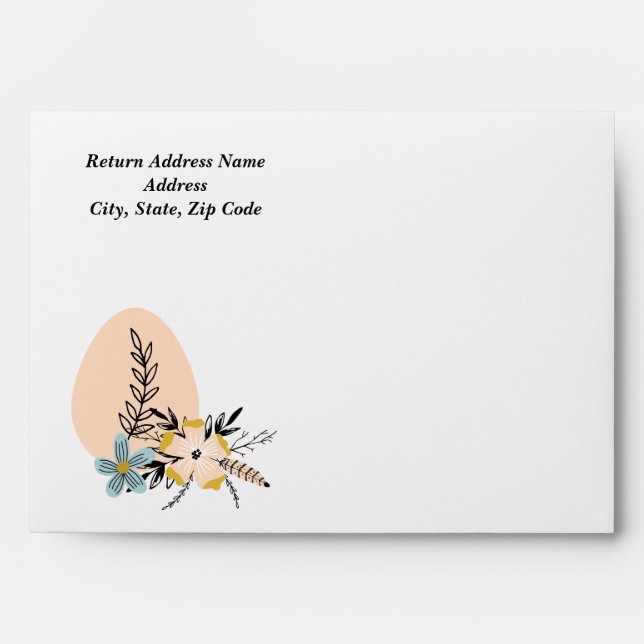 Easter Egg and Spring Flowers Easter Envelopes (Front)