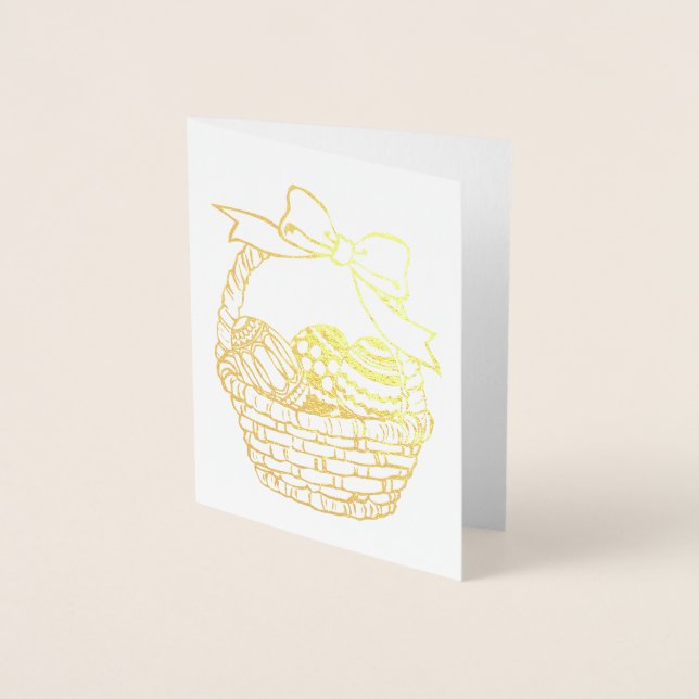 Easter Egg Basket Gold or Silver Foil Card (Front)