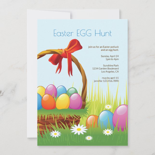 Easter Egg Basket Picnic Invitation (Front)