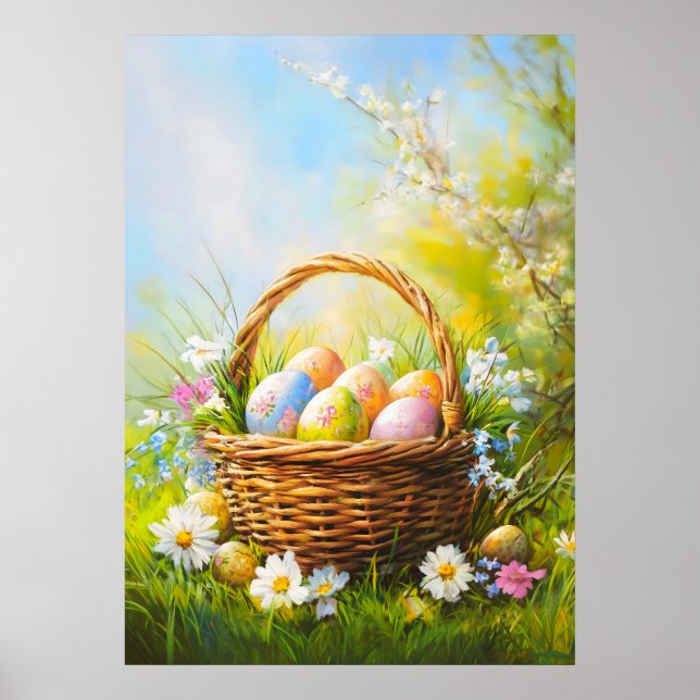 Easter Egg Basket Spring Poster (Front)