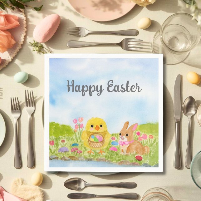  Easter Egg Brunch Chick Easter Bunny Party Napkin (Creator Uploaded)