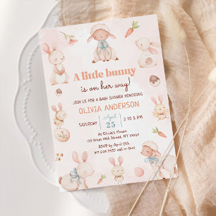 Easter Egg Bunny Baby Girl Shower Invitation