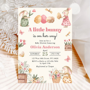 Easter Egg Bunny Baby Girl Shower Invitation