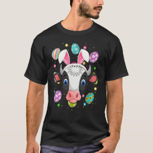 Easter Egg Bunny Ear Cow Face Easter Sunday T-Shirt