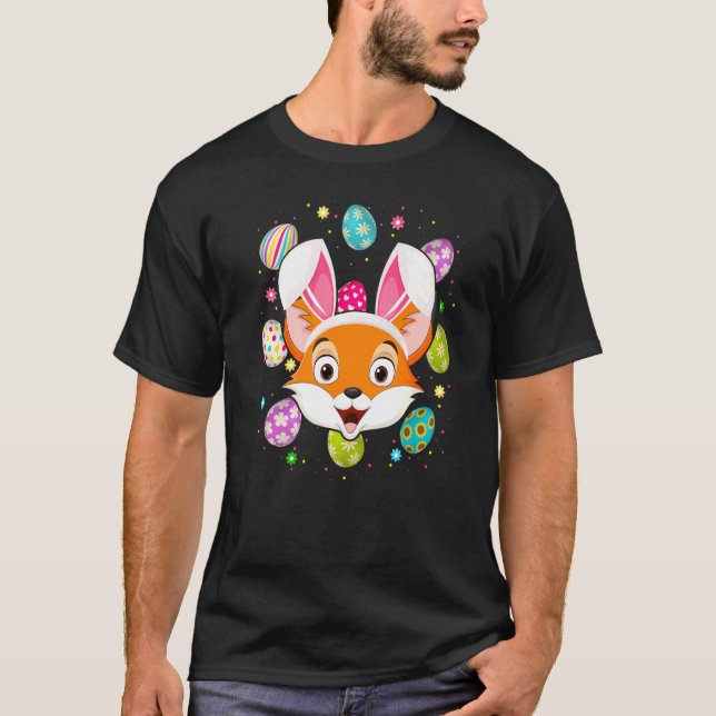 Easter Egg Bunny Ear Fox Face Easter Sunday T-Shirt (Front)