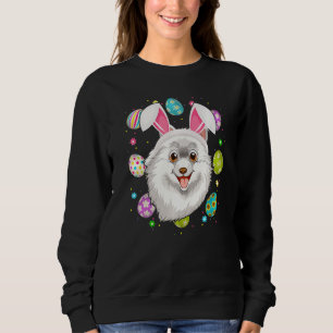Easter Egg Bunny Ear Pomeranian Dog Face Easter Su Sweatshirt