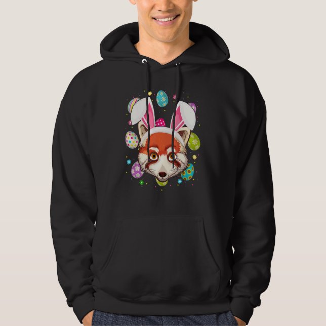 Easter Egg Bunny Ear Red Panda Face Easter Sunday Hoodie (Front)