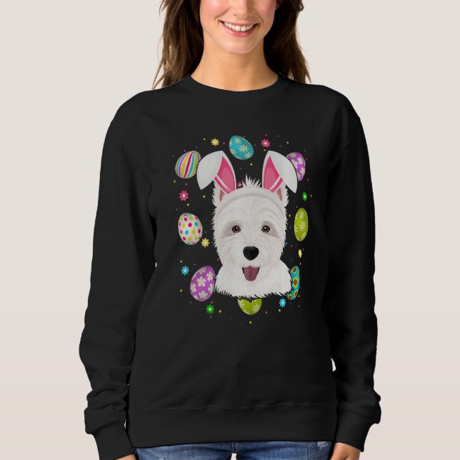 Easter Egg Bunny Ear Westie Dog Face Easter Sunday Sweatshirt (Front)