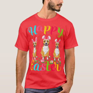 Easter Egg Bunny Staffordshire Bull Terrier Dog Ha T-Shirt
