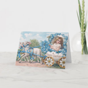 Easter egg carriage ride with lambs card