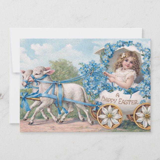 Easter egg carriage ride with lambs card (Front)