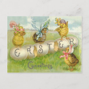 Easter Egg Chick Field Holiday Postcard