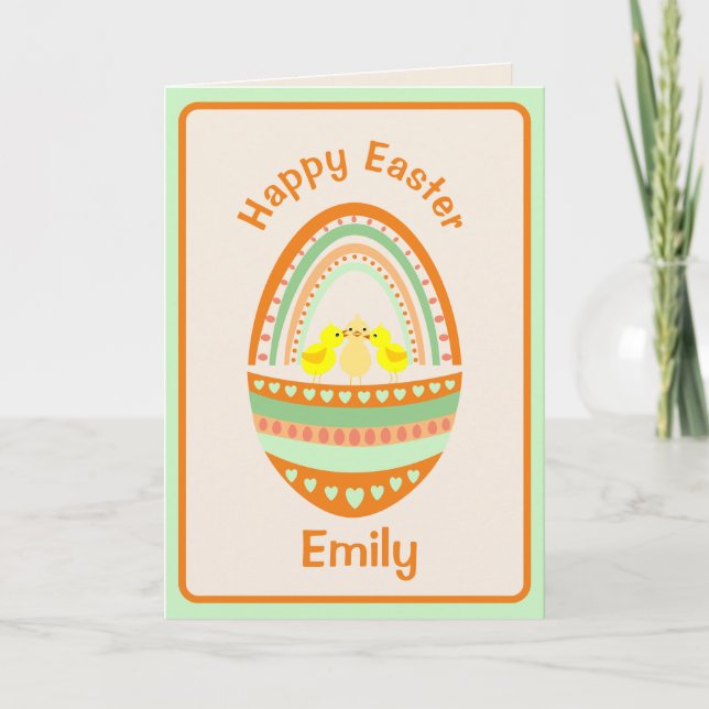 Easter Egg & Chicks Folded Greeting Card (Front)