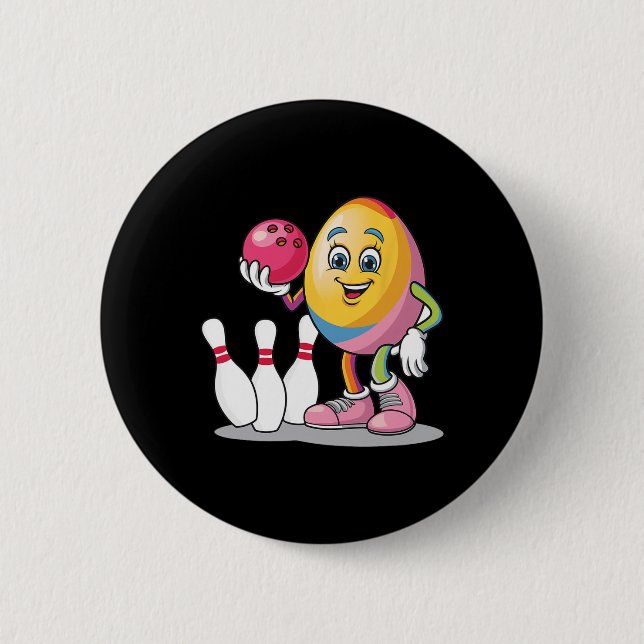 Easter Egg Colourful Costume Bowling Player Team L 6 Cm Round Badge (Front)