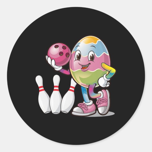 Easter Egg Colourful Costume Bowling Player Team L Classic Round Sticker (Front)